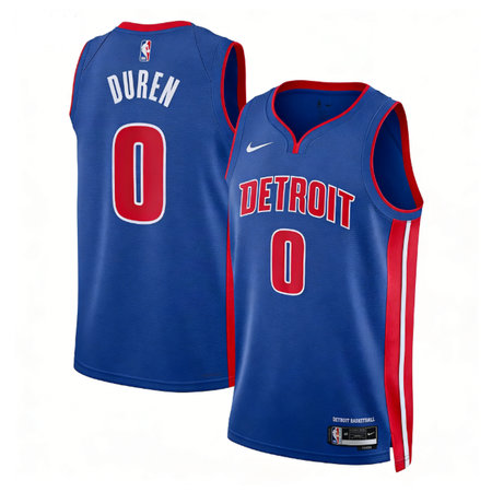 Youth Detroit Pistons #0 Jalen Duren Blue Swingman Icon Edition Jersey