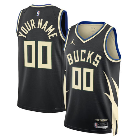 Youth Milwaukee Bucks Nike Black Swingman Statement Edition Custom Jersey
