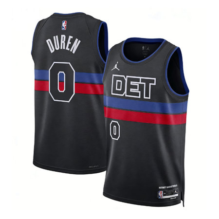 Youth Detroit Pistons #0 Jalen Duren Black 2022/23 Swingman Statement Edition Jersey