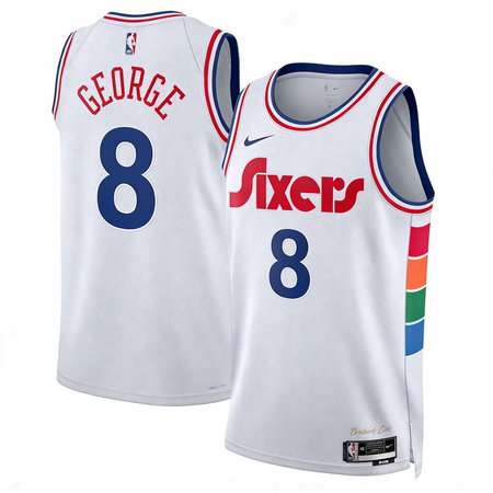 Women's Philadelphia 76ers #8 Paul George Nike White 2024/25 Swingman City Edition Jersey