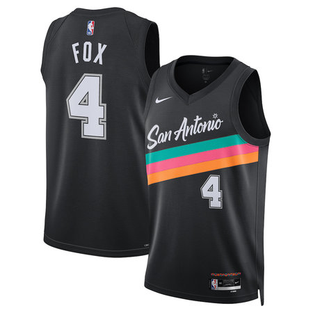 Women's San Antonio Spurs #4 De'Aaron Fox Nike Black 2025/26 Swingman City Edition Jersey