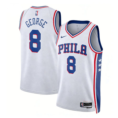 Women's Philadelphia 76ers #8 Paul George White 2022/23 Swingman Association Edition Jersey