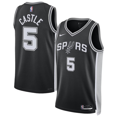 Youth San Antonio Spurs #5 Stephon Castle Nike Black Swingman Icon Edition Jersey
