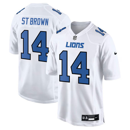 Youth Detroit Lions #14 Amon-Ra St. Brown Tundra White Fashion Game Jersey