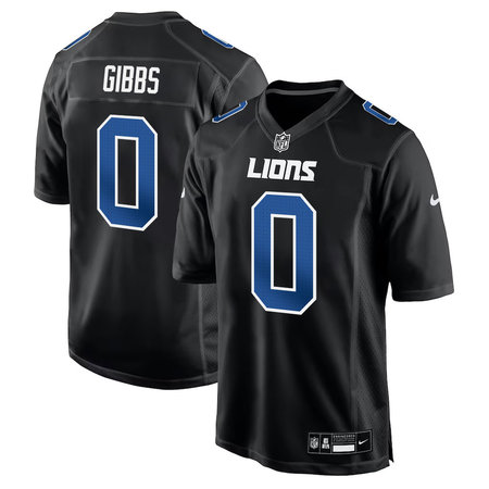 Youth Detroit Lions #0 Jahmyr Gibbs Carbon Black Fashion Game Jersey