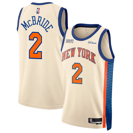 Youth New York Knicks #2 Miles McBride Cream Stitched Basketball Jersey