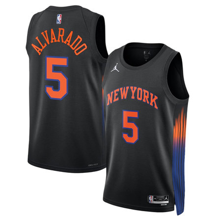 Youth New York Knicks #5 Jose Alvarado Black Stitched Basketball Jersey