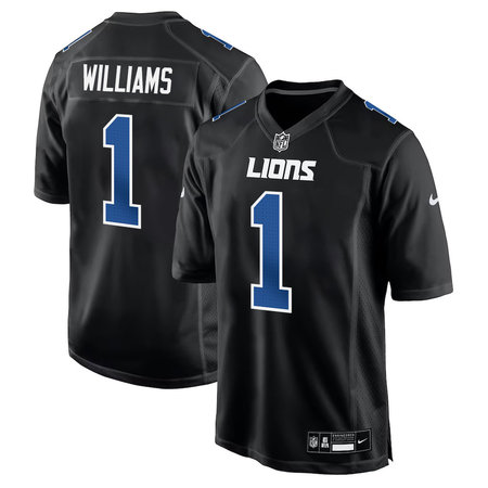 Youth Detroit Lions #1 Jameson Williams Carbon Black Fashion Game Jersey