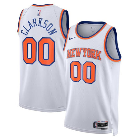 Women's New York Knicks #00 Jordan Clarkson White Stitched Basketball Jersey
