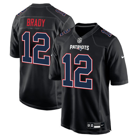 Youth New England Patriots #12 Tom Brady Carbon Black Fashion Game Jersey