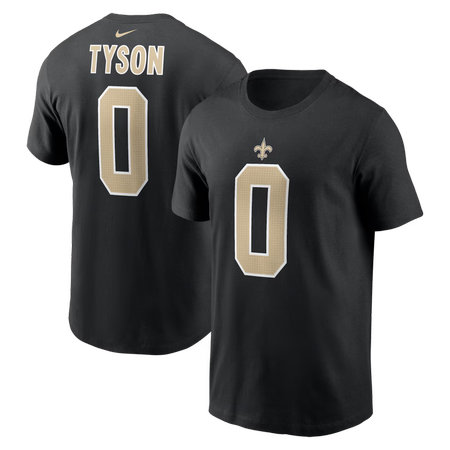 Men's New Orleans Saints #0 Jordyn Tyson Nike Black Name & Number T-Shirt