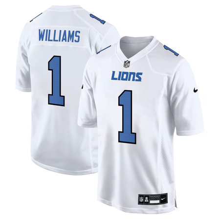 Youth Detroit Lions #1 Jameson Williams Tundra White Fashion Game Jersey