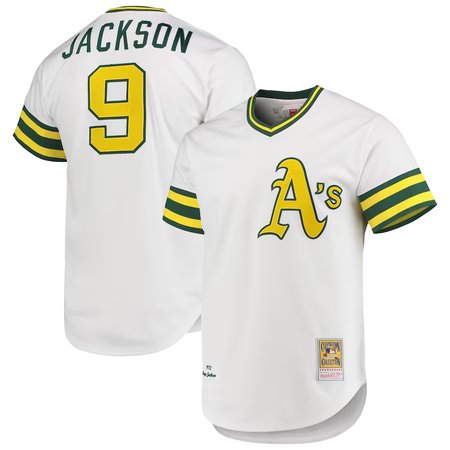 Men's Oakland Athletics #9 Reggie Jackson White 1972 Cooperstown Collection Authentic Jersey