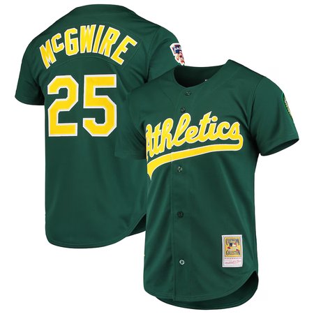 Men's Oakland Athletics #25 Mark McGwire Green 1997 Cooperstown Collection Authentic Jersey