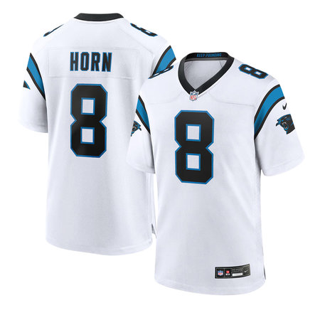 Men's Carolina Panthers #8 Jaycee Horn Nike White Game Road Jersey