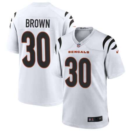 Men's Cincinnati Bengals #30 Chase Brown White Game Jersey