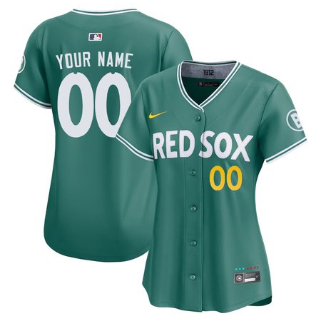 Women's Boston Red Custom Nike Green 2025 City Connect Limited Player Jersey