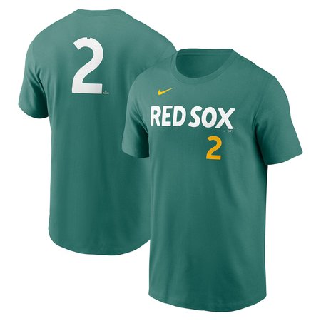 Men's Boston Red Sox #2 Alex Bregman Nike Green 2025 City Connect Fuse Name & Number T-Shirt