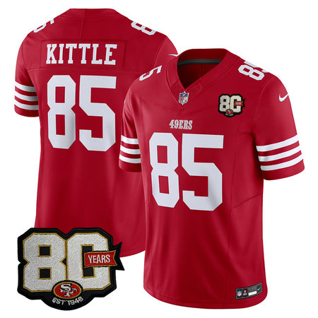 Men's San Francisco 49ers #85 George Kittle Red 80 Anniversary Vapor F.U.S.E. Limited Jersey