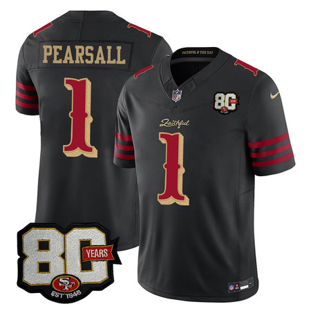 Men's San Francisco 49ers #1 Ricky Pearsall Black 80 Anniversary Rivalries Collection Vapor F.U.S.E. Limited Jersey