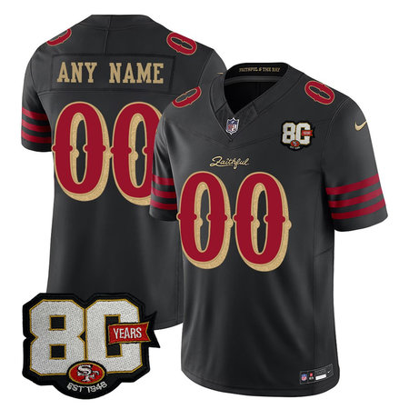 Youth San Francisco 49ers Black 80 Anniversary Rivalries Collection Vapor F.U.S.E. Limited Custom Jersey