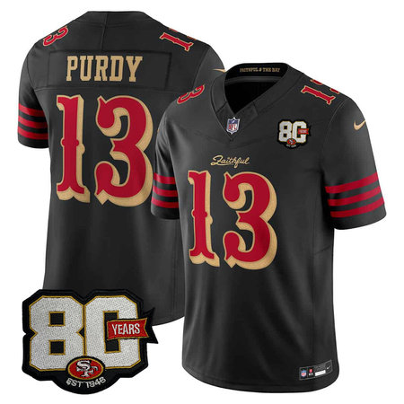 Youth San Francisco 49ers #13 Brock Purdy Black 80 Anniversary Rivalries Collection Vapor F.U.S.E. Limited Jersey
