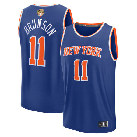 Men's New York Knicks #11 Jalen Brunson Fanatics Blue 2026 NBA Finals Patch Fast Break Icon Edition Replica Jersey