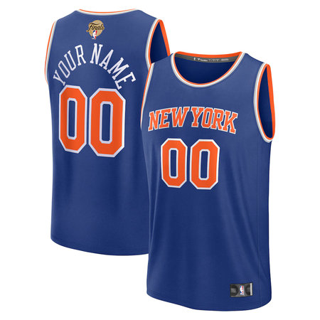 Men's New York Knicks Fanatics Blue 2026 NBA Finals Patch Fast Break Icon Edition Custom Jersey
