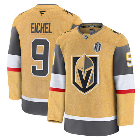 Men's Vegas Golden Knights #9 Jack Eichel Fanatics Gold 2026 Stanley Cup Final Premium Jersey