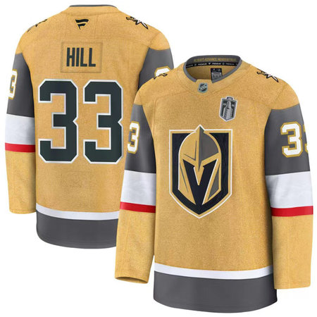 Men's Vegas Golden Knights #33 Adin Hill Fanatics Gold 2026 Stanley Cup Final Premium Jersey