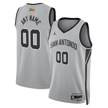 Men's San Antonio Spurs Fanatics Silver 2026 NBA Finals Patch Swingman Statement Edition Custom Jersey