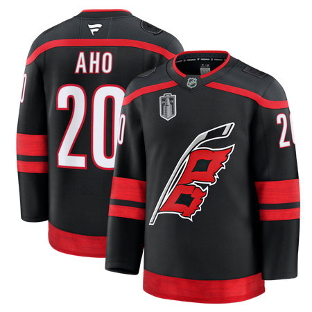 Men's Carolina Hurricanes #20 Sebastian Aho Fanatics Black 2026 Stanley Cup Final Home Premium Jersey