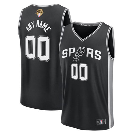 Men's San Antonio Spurs Black 2026 NBA Finals Patch Fast Break Icon Edition Custom Jersey