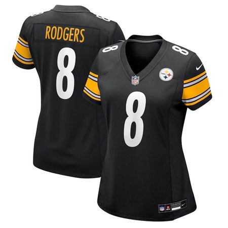 Women's Pittsburgh Steelers #8 Aaron Rodgers Black Game Jersey