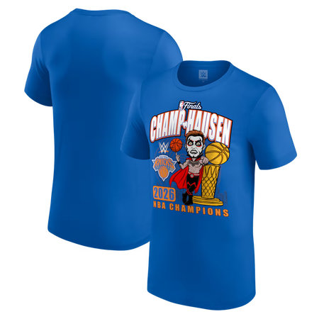 Men's New York Knicks x Danhausen Blue 2026 NBA Finals Champions T-Shirt
