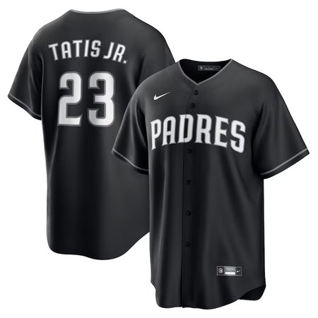 Men's San Diego Padres #23 Fernando Tatis Jr. Nike Black Lights Out Replica Player Jersey