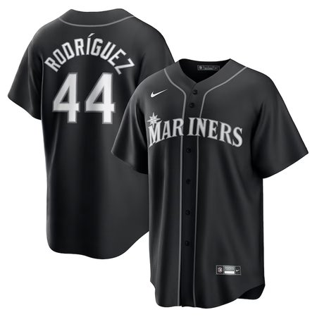 Men's Seattle Mariners #44 Julio Rodriguez Nike Black Lights Out Replica Player Jersey