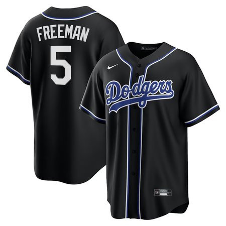 Men's Los Angeles Dodgers #5 Freddie Freeman Nike Black Lights Out Replica Player Jersey
