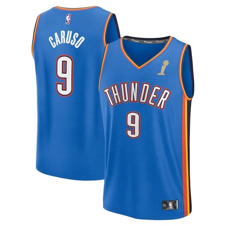 Youth Oklahoma City Thunder #9 Alex Caruso Fanatics Blue 2025 NBA Finals Champions Fast Break Replica Player Icon Edition Jersey