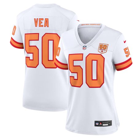 Women's '76 Tampa Bay Buccaneers #50 Vita Vea Nike White 50th Season Game Jersey