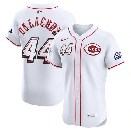 Men's Cincinnati Reds #44 Elly De La Cruz Nike White 2025 MLB Speedway Classic Home Elite Player Jersey