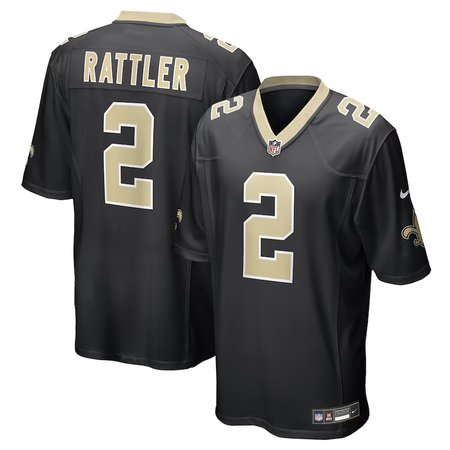 Youth New Orleans Saints #2 Spencer Rattler Nike Black Game Jersey