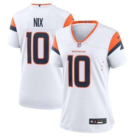 Women's Denver Broncos #10 Bo Nix Nike White Game Jersey