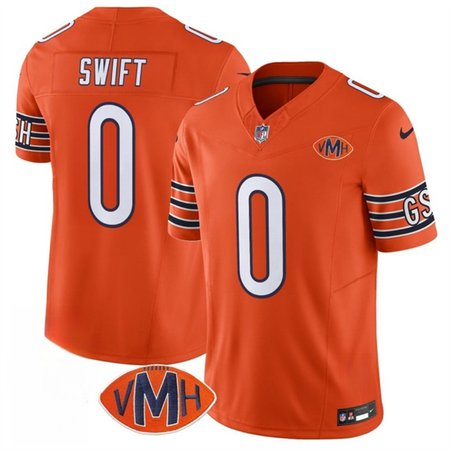 Youth Chicago Bears #0 D'Andre Swift Orange 2025 F.U.S.E. With VMH Patch Vapor Untouchable Limited Stitched Football Jersey