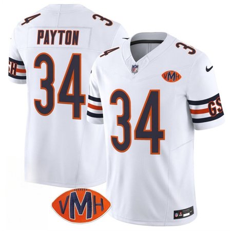 Youth Chicago Bears #34 Walter Payton White 2025 F.U.S.E. With VMH Patch Vapor Untouchable Limited Stitched Football Jersey