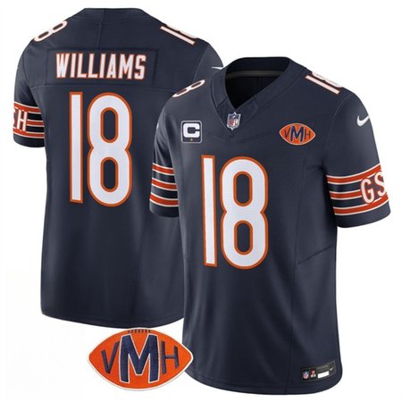Youth Chicago Bears #18 Caleb Williams Navy 2025 F.U.S.E. With 1-Star C Patch And VMH Patch Vapor Untouchable Limited Stitched Football Jersey