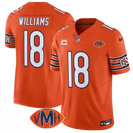 Youth Chicago Bears #18 Caleb Williams Orange 2025 F.U.S.E. With 1-Star C Patch And VMH Patch Vapor Untouchable Limited Stitched Football Jersey