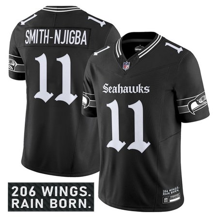 Youth Seattle Seahawks #11 Jaxon Smith-Njigba Black 2025 F.U.S.E. 'Gothic Rain City Shadows Edition' Vapor Limited Stitched Football Jersey