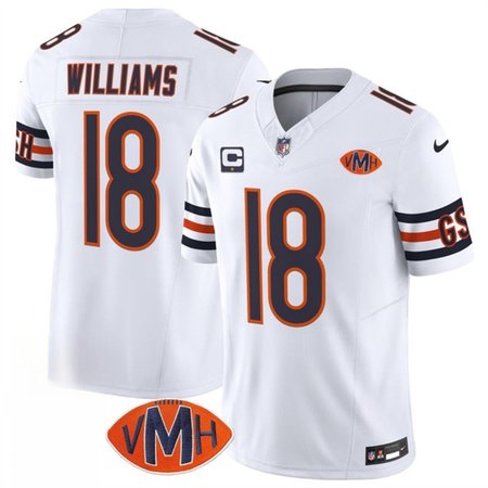 Youth Chicago Bears #18 Caleb Williams White 2025 F.U.S.E. With 1-Star C Patch And VMH Patch Vapor Untouchable Limited Stitched Football Jersey