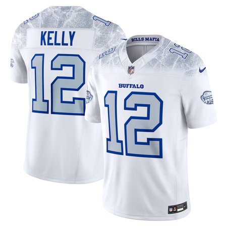 Men's Buffalo Bills #12 Jim Kelly White Rivalries Collection F.U.S.E. Vapor Limited Stitched Jersey